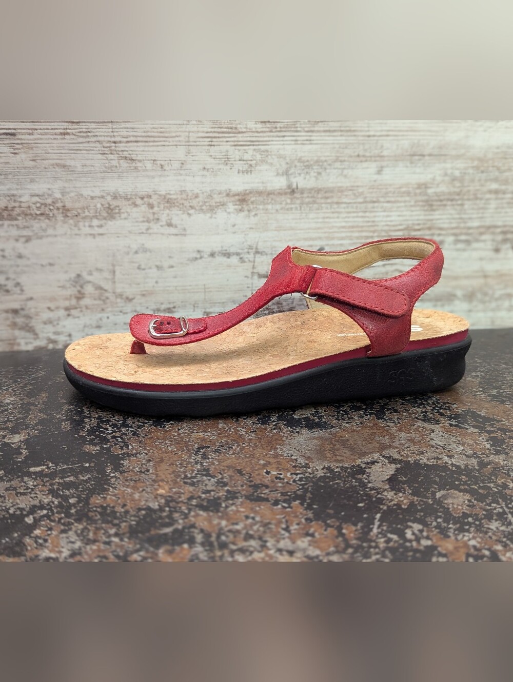 Womens SAS Sanibel Sandals Shoes Sz 8 W Wide Used VGC Made In USA Red